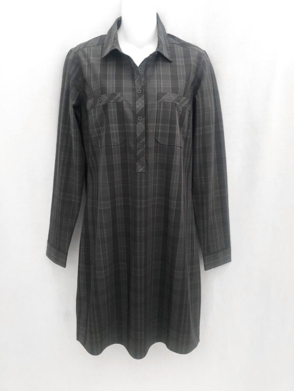Eddie Bauer Black Plaid Shirt Dress NWT Size Medium UPF 50+